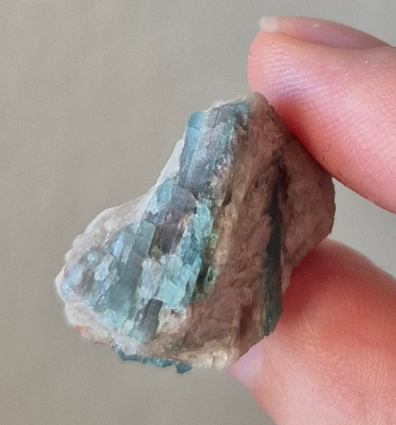 Paraiba Tourmaline Crystal in Natural Matrix – Collector Specimen