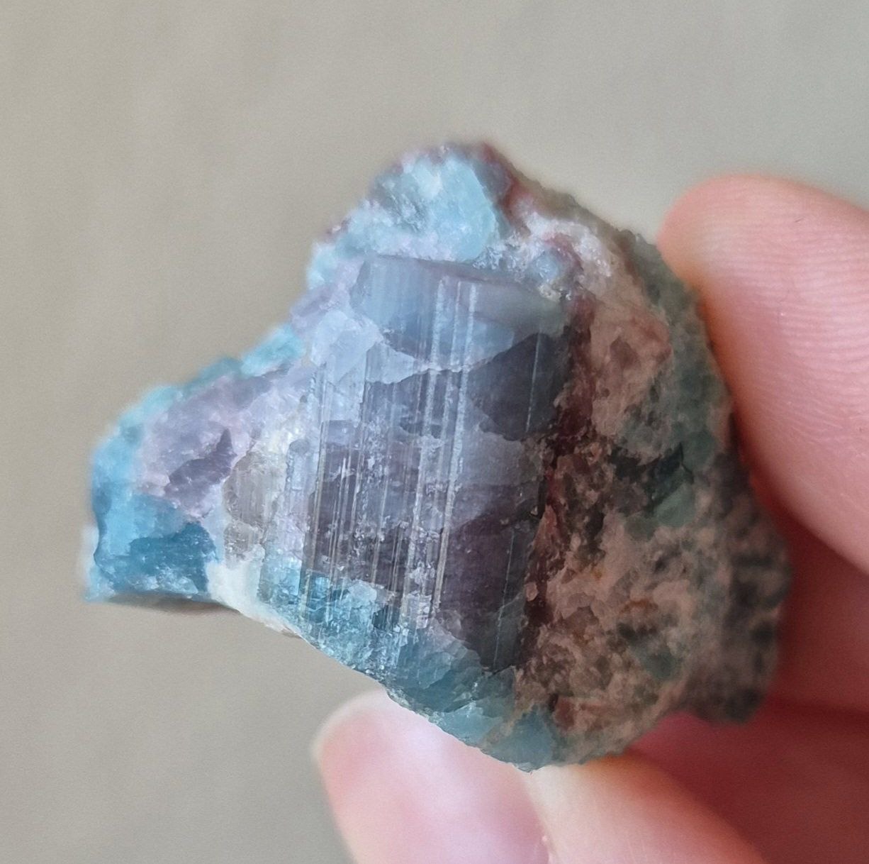 Paraiba Tourmaline Crystal in Natural Matrix – Collector Specimen